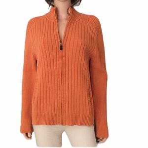 Giordano orange cable zipper cardigan